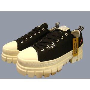 Palladium Revolt Lo TX Women 9.5 Black Marshmallow Platform Sneakers 97243-016-M